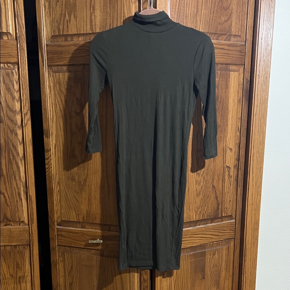 Dark Green Turtleneck Dress